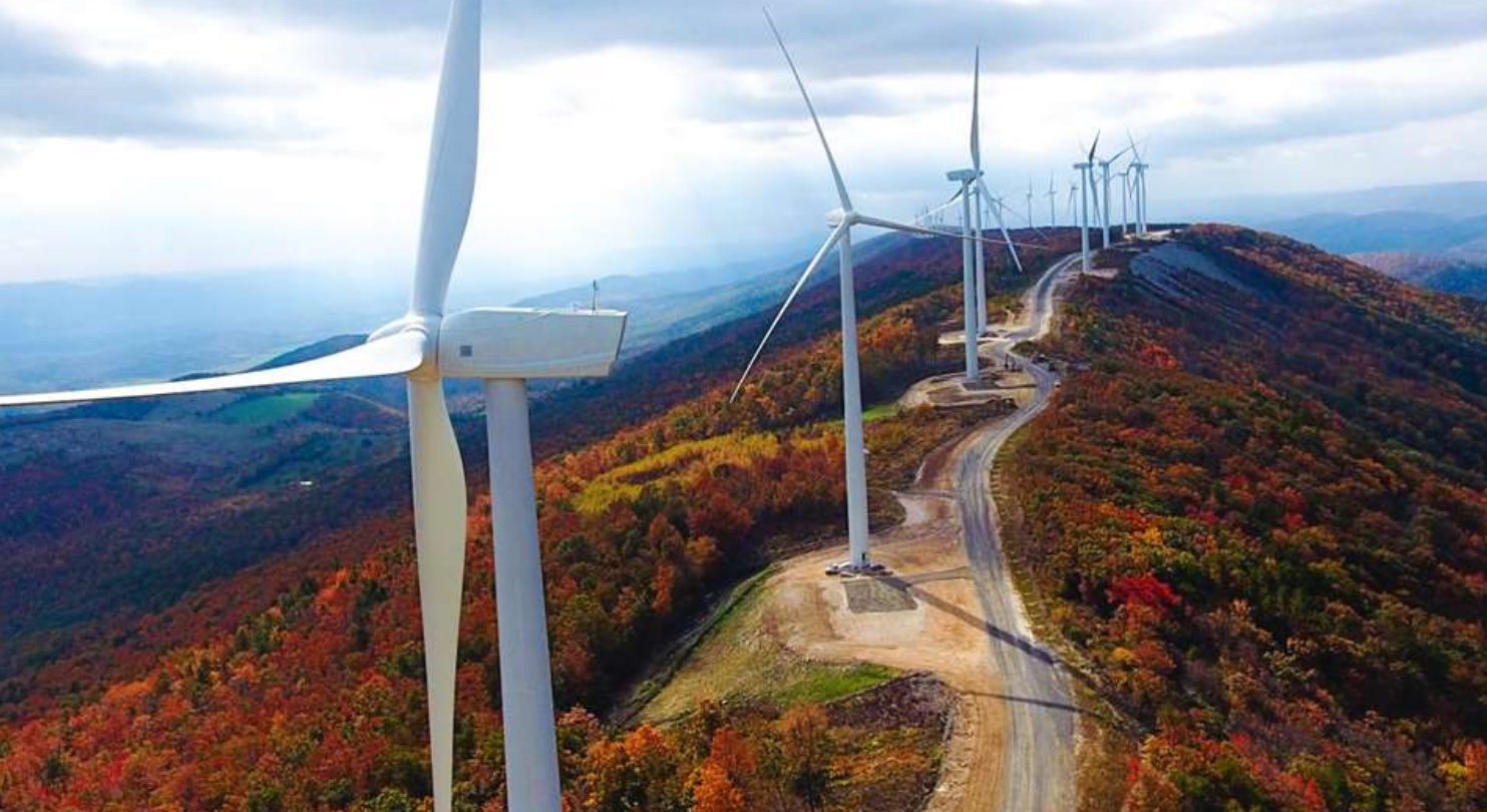 wind turbines on a hill
